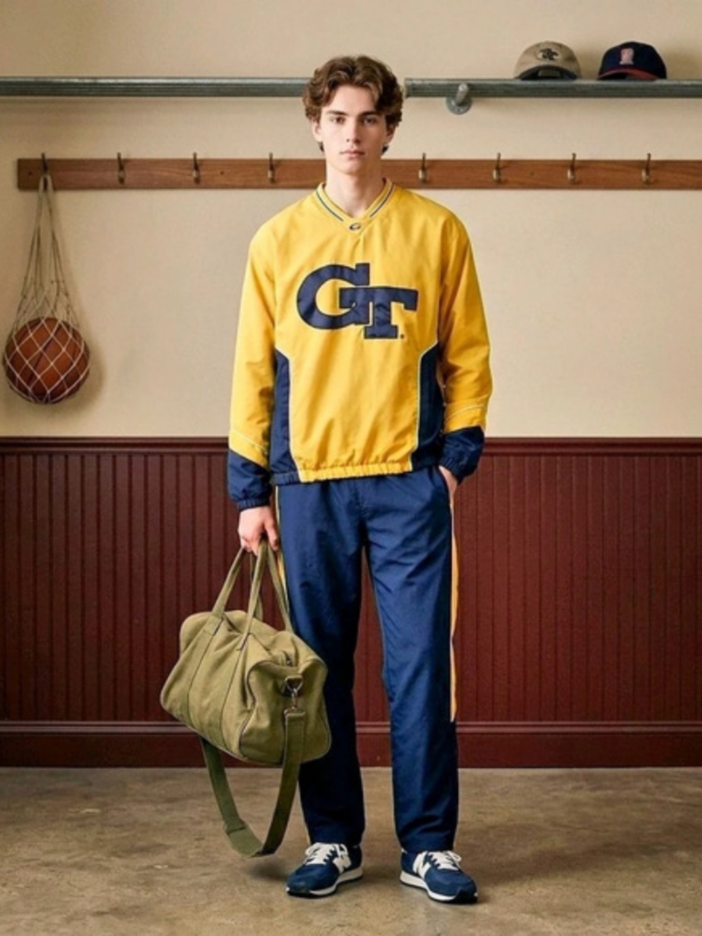 58 Sports Yellow Georgia Tech Jacket Size S Graphic Pullover Collegiate Retro